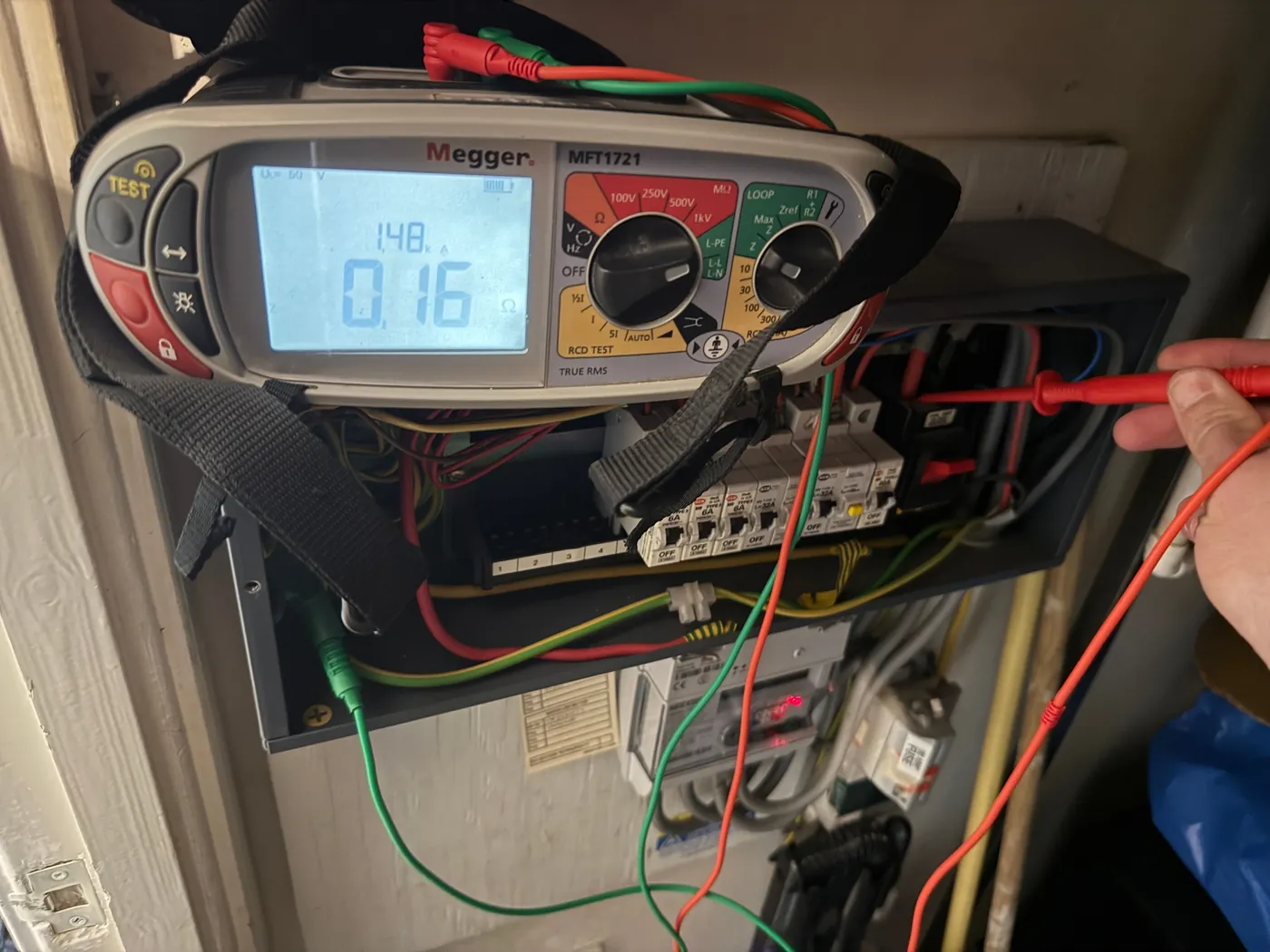Verification testing on a distribution board